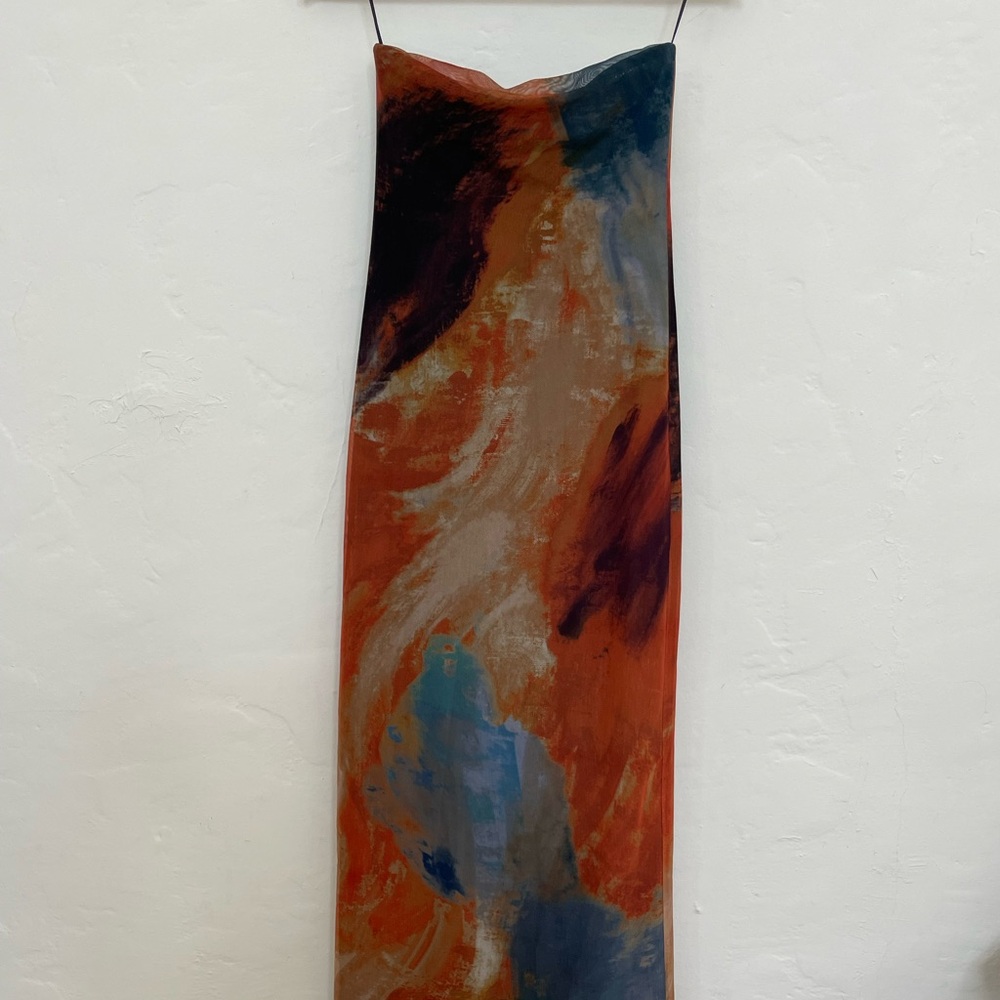 Zara Abstract Multicolor Slip Strapless midi / maxi dress, size small